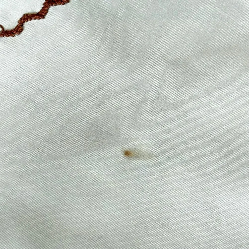 Vintage Embroidered Round Tablecloth, Beige Floral Cotton Blend 58”